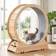 i.Pet Wooden Cat Exercise Wheel 91cm Indoor Cat Treadmill Large PET-CEW-D90-WOOD-NT