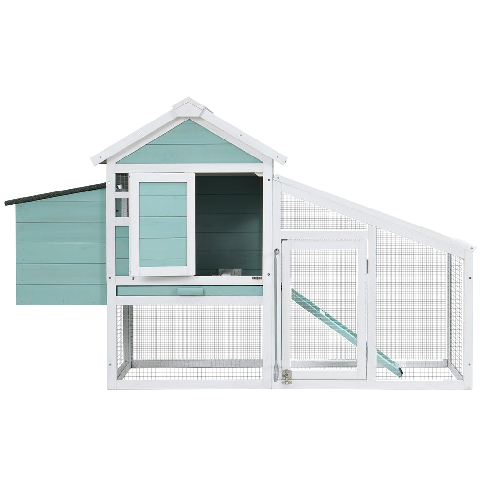 i.Pet Chicken Coop Rabbit Hutch 150cm x 60cm x 93cm Large Chicken Coop House Run Cage Wooden PET-CH-100-GW