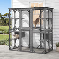 i.Pet Cat House 181cm Outdoor Catio Enclosure Walk-In Large Rabbit Hutch Grey