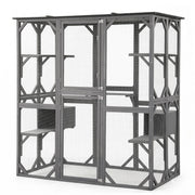 i.Pet Cat House 181cm Outdoor Catio Enclosure Walk-In Large Rabbit Hutch Grey