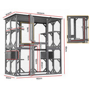 i.Pet Cat House 181cm Outdoor Catio Enclosure Walk-In Large Rabbit Hutch Grey