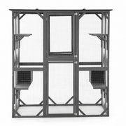 i.Pet Cat House 181cm Outdoor Catio Enclosure Walk-In Large Rabbit Hutch Grey