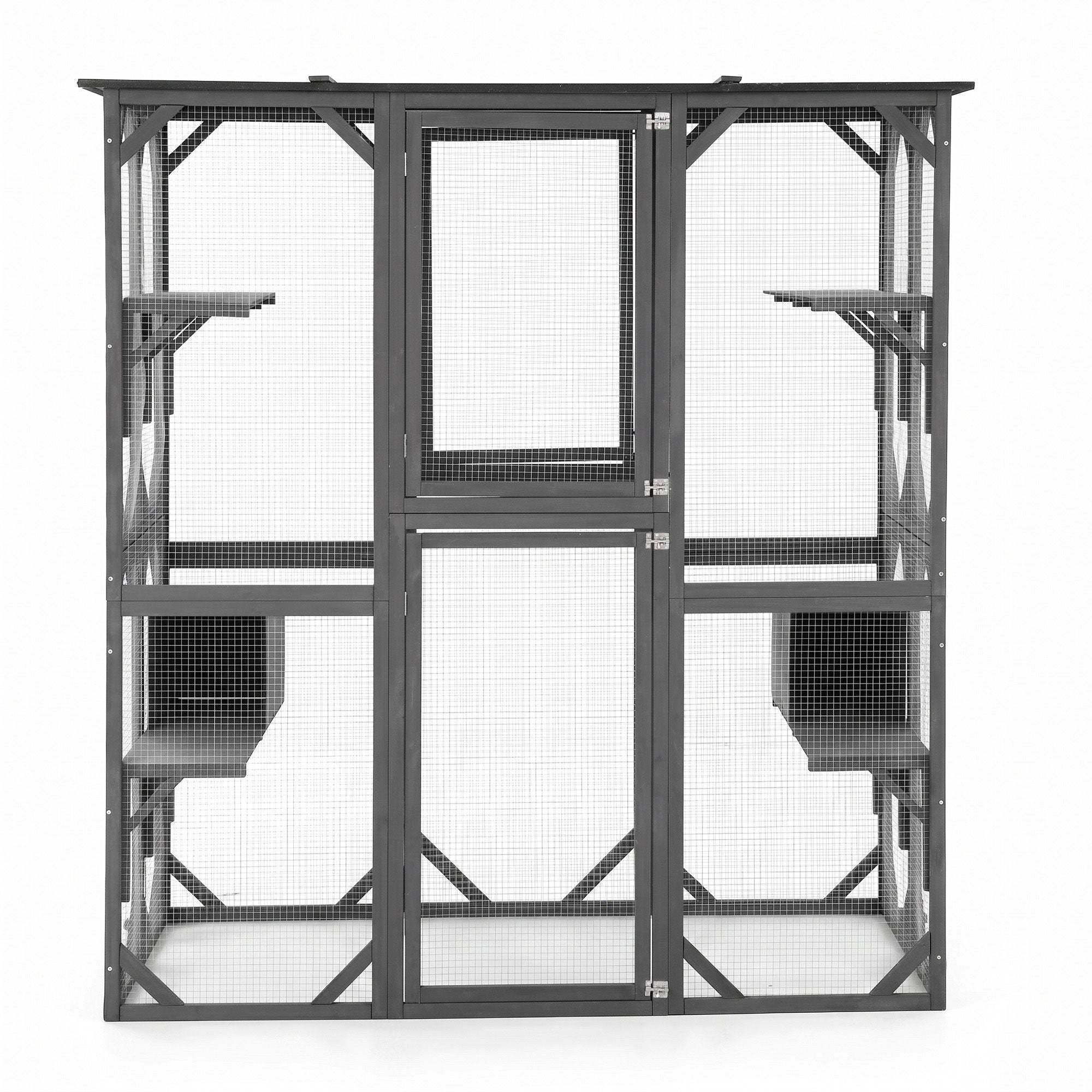i.Pet Cat House 181cm Outdoor Catio Enclosure Walk-In Large Rabbit Hutch Grey