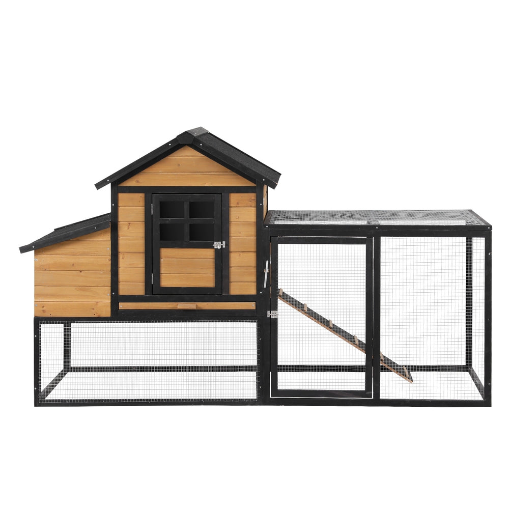 i.Pet Chicken Coop Rabbit Hutch Extra Large Wooden Run Cage Bunny House Outdoor PET-CH-192-BK-AB