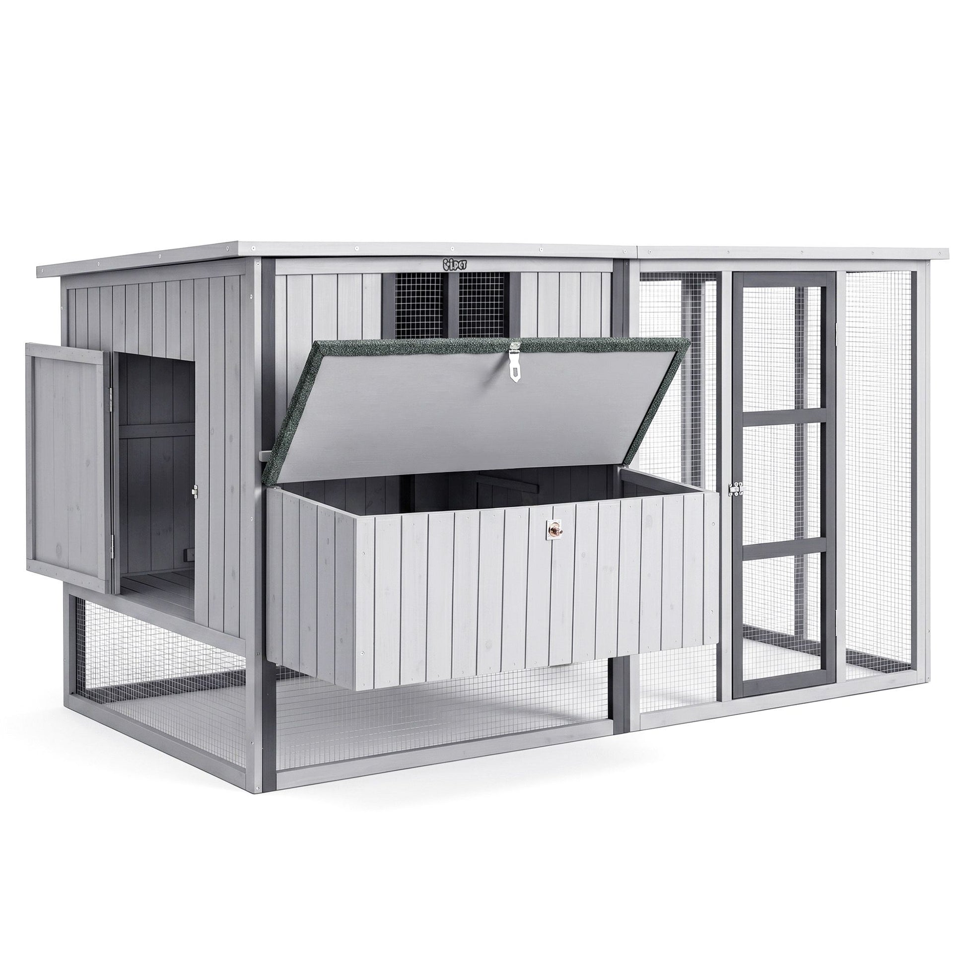 i.Pet Chicken Coop 219cm Rabbit Hutch Poultry Cage Outdoor Enclosure Wood PET-CH-219-LTGR-ABC