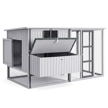 i.Pet Chicken Coop 219cm Rabbit Hutch Poultry Cage Outdoor Enclosure Wood PET-CH-219-LTGR-ABC
