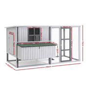 i.Pet Chicken Coop 219cm Rabbit Hutch Poultry Cage Outdoor Enclosure Wood PET-CH-219-LTGR-ABC