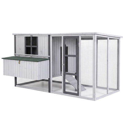 i.Pet Chicken Coop 219cm Rabbit Hutch Poultry Cage Outdoor Enclosure Wood PET-CH-219-LTGR-ABC