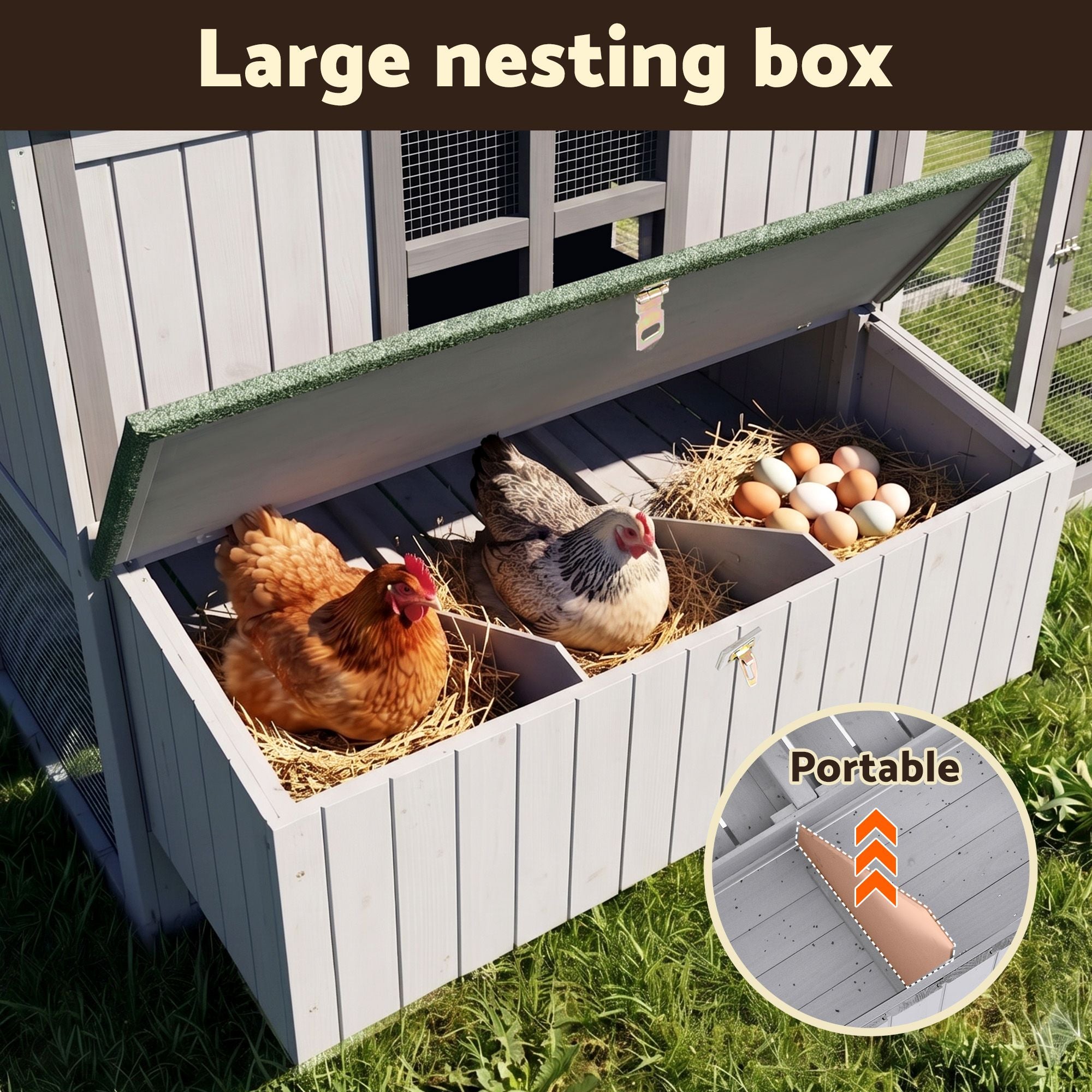 i.Pet Chicken Coop 219cm Rabbit Hutch Poultry Cage Outdoor Enclosure Wood PET-CH-219-LTGR-ABC
