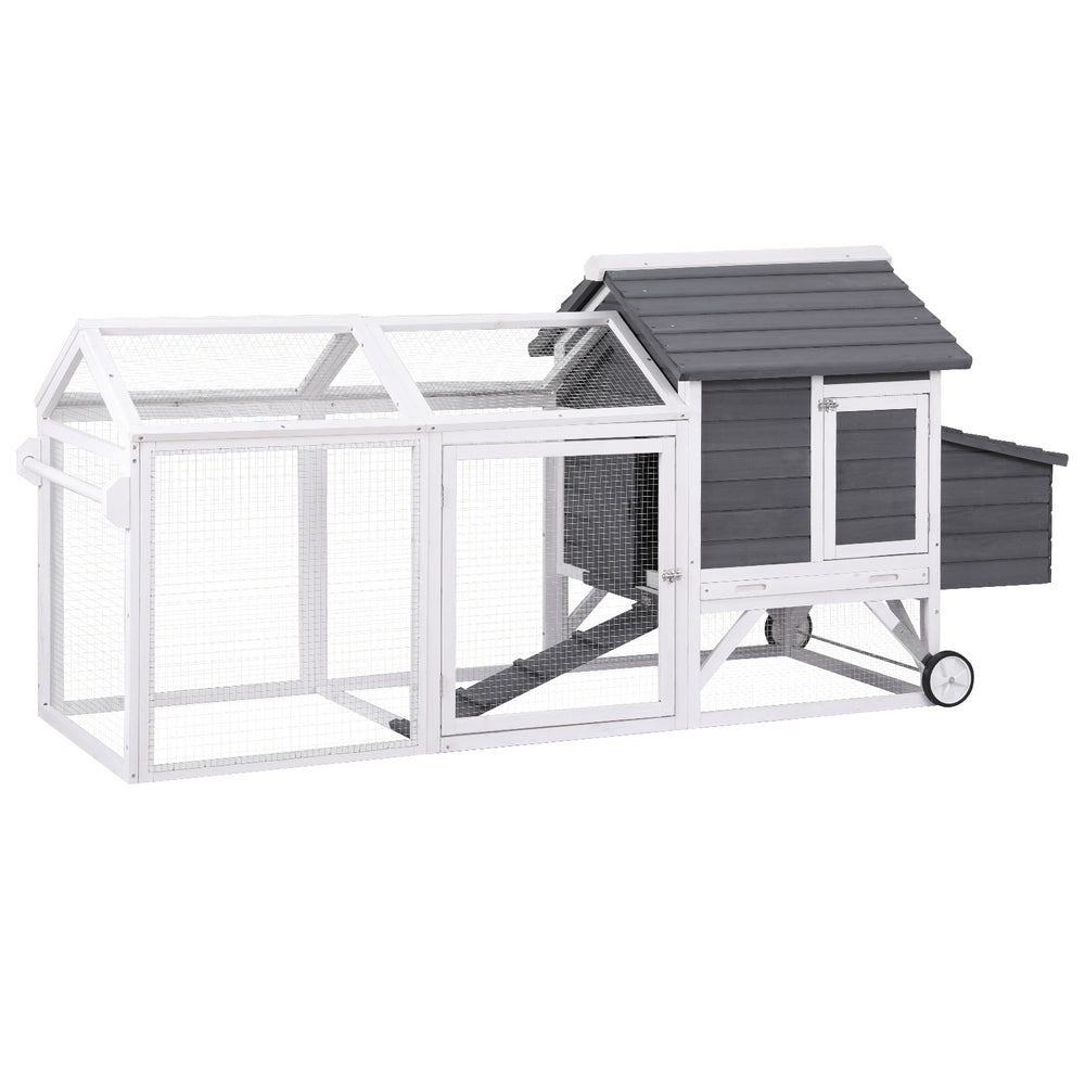 i.Pet Chicken Coop Rabbit Hutch Extra Large Wooden Run Bunny Cage House Outdoor PET-CH-225WL-GR-AB