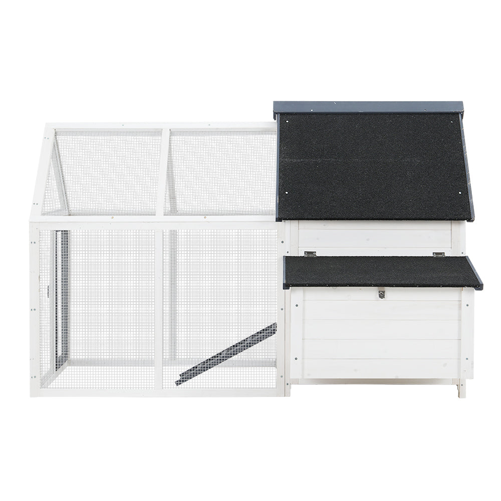 i.Pet Chicken Coop Rabbit Hutch 166cm x 120cm x 112cm Large Chicken Coop House Run Cage Wooden PET-CH-310026-WH-AB