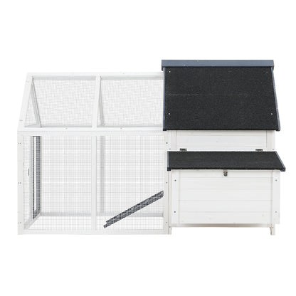 i.Pet Chicken Coop Rabbit Hutch 166cm x 120cm x 112cm Large Chicken Coop House Run Cage Wooden PET-CH-310026-WH-AB