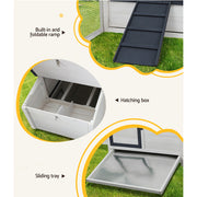 i.Pet Chicken Coop Rabbit Hutch 166cm x 120cm x 112cm Large Chicken Coop House Run Cage Wooden PET-CH-310026-WH-AB