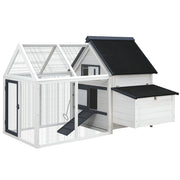 i.Pet Chicken Coop Rabbit Hutch 166cm x 120cm x 112cm Large Chicken Coop House Run Cage Wooden PET-CH-310026-WH-AB