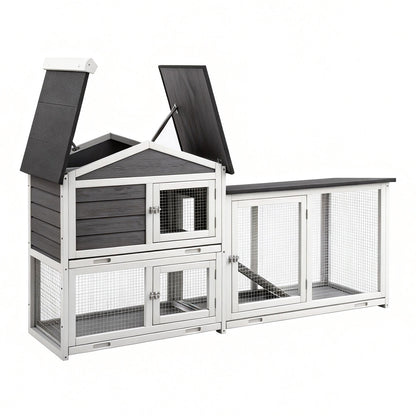 i.Pet Chicken Coop Rabbit Hutch Extra Large Wooden Run Cage House With Run Cage PET-CH-3TRAY-GR-AB
