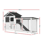 i.Pet Chicken Coop Rabbit Hutch Extra Large Wooden Run Cage House With Run Cage PET-CH-3TRAY-GR-AB