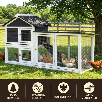 i.Pet Chicken Coop Rabbit Hutch Extra Large Wooden Run Cage House With Run Cage PET-CH-3TRAY-GR-AB