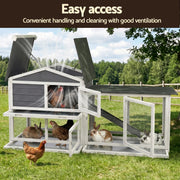 i.Pet Chicken Coop Rabbit Hutch Extra Large Wooden Run Cage House With Run Cage PET-CH-3TRAY-GR-AB