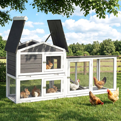 i.Pet Chicken Coop Rabbit Hutch Extra Large Wooden Run Cage House With Run Cage PET-CH-3TRAY-GR-AB