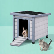 i.Pet Outdoor Cat House Rabbit Hutch Wooden Shelter Condo Small Enclosure Indoor Cat House Outdoor PET-CH-51HIDE-GR