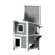 i.Pet Outdoor Cat House Shelter 56cm x 52cm x 82cm Rabbit Hutch Wooden Condo Small Outdoor Cat House PET-CH-81-GR