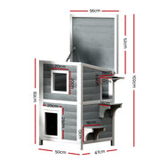 i.Pet Outdoor Cat House Shelter 56cm x 52cm x 82cm Rabbit Hutch Wooden Condo Small Outdoor Cat House PET-CH-81-GR