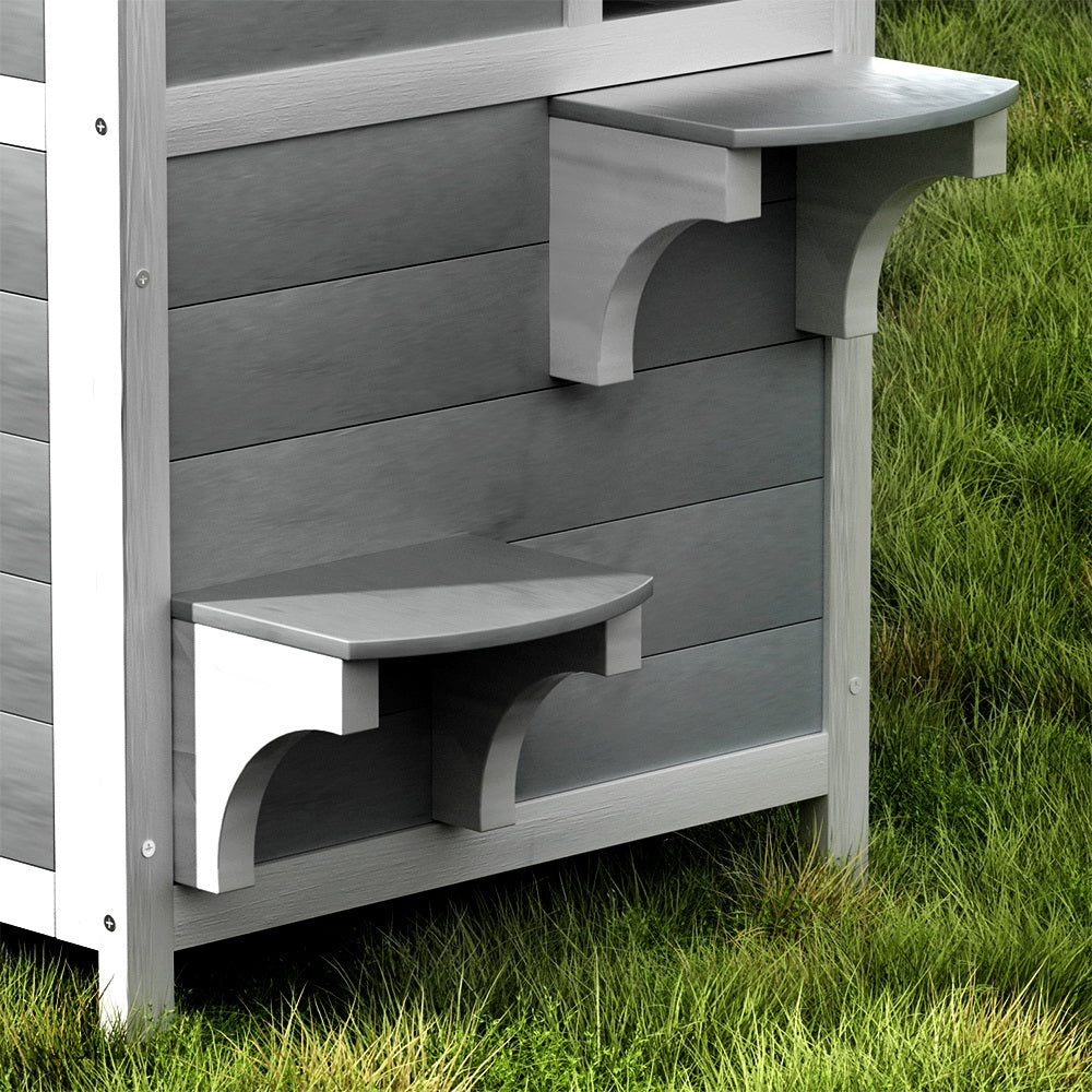 i.Pet Outdoor Cat House Shelter 56cm x 52cm x 82cm Rabbit Hutch Wooden Condo Small Outdoor Cat House PET-CH-81-GR