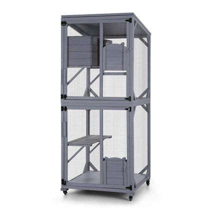 i.Pet Cat House Wooden 180cm Rabbit Hutch Pet Condo Small Dog Enclosure Cage PET-CH-H180-GR