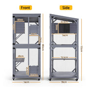 i.Pet Cat House Wooden 180cm Rabbit Hutch Pet Condo Small Dog Enclosure Cage PET-CH-H180-GR