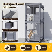 i.Pet Cat House Wooden 180cm Rabbit Hutch Pet Condo Small Dog Enclosure Cage PET-CH-H180-GR