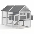 i.Pet Chicken Coop Large Outdoor Rabbit Hutch Chook House Hatch Box With Run Grey White PET-CH-P213-GR-AB