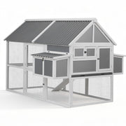 i.Pet Chicken Coop Large Outdoor Rabbit Hutch Chook House Hatch Box With Run Grey White PET-CH-P213-GR-AB