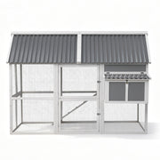 i.Pet Chicken Coop Large Outdoor Rabbit Hutch Chook House Hatch Box With Run Grey White PET-CH-P213-GR-AB