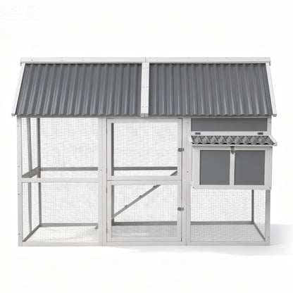 i.Pet Chicken Coop Large Outdoor Rabbit Hutch Chook House Hatch Box With Run Grey White PET-CH-P213-GR-AB