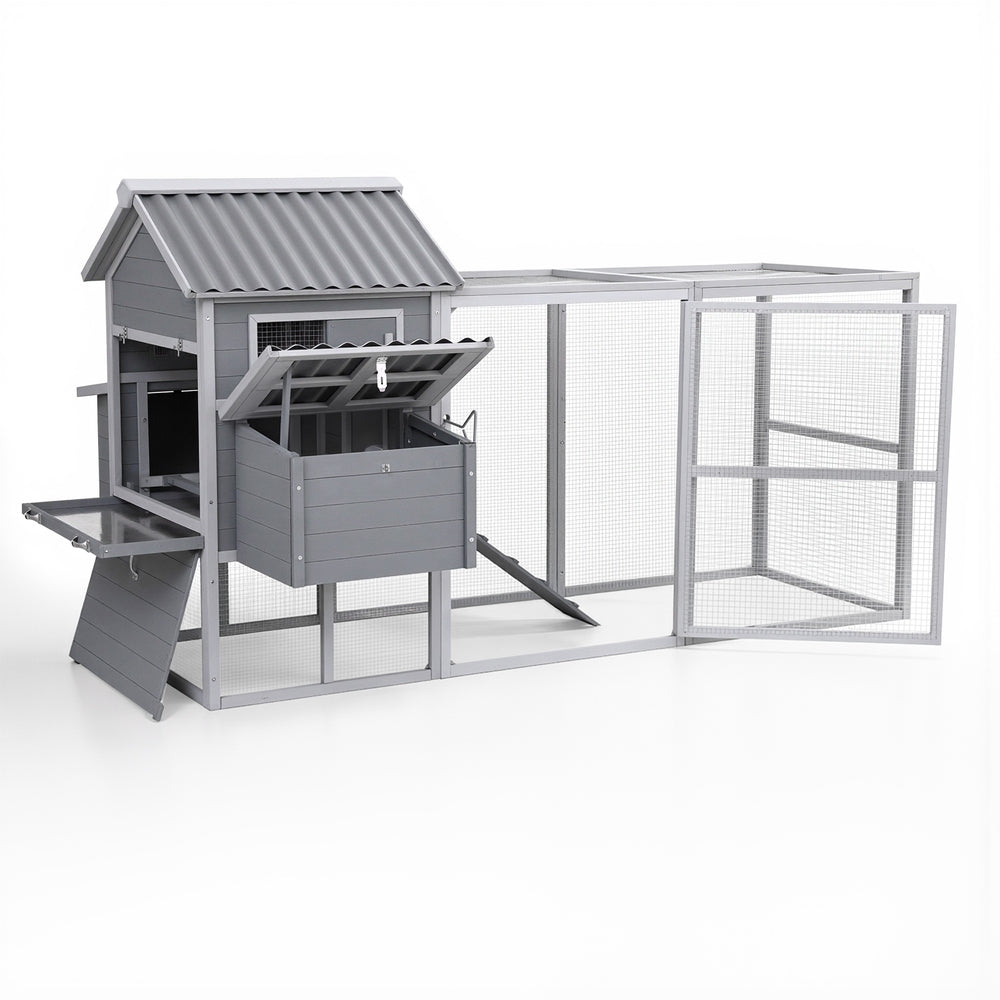 i.Pet Chicken Coop Rabbit Hutch Extra Large Wooden Run Bunny Cage Poultry House Outdoor PET-CH-P228-GR-AB