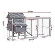 i.Pet Chicken Coop Rabbit Hutch Extra Large Wooden Run Bunny Cage Poultry House Outdoor PET-CH-P228-GR-AB