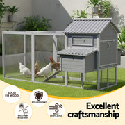 i.Pet Chicken Coop Rabbit Hutch Extra Large Wooden Run Bunny Cage Poultry House Outdoor PET-CH-P228-GR-AB