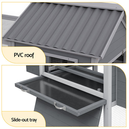 i.Pet Chicken Coop Rabbit Hutch Extra Large Wooden Run Bunny Cage Poultry House Outdoor PET-CH-P228-GR-AB