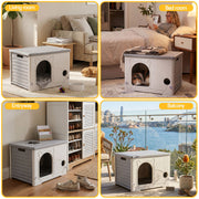 i.Pet Cat House Enclosed Shelter Plastic Nest Stackable Bench Box Outdoor Indoor Grey