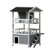 i.Pet Outdoor Cat House Shelter 72cm x 72cm x 127cm Rabbit Hutch Wooden Condo Small Outdoor Cat House PET-CH-R126-GR-AB