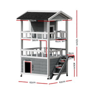 i.Pet Outdoor Cat House Shelter 72cm x 72cm x 127cm Rabbit Hutch Wooden Condo Small Outdoor Cat House PET-CH-R126-GR-AB