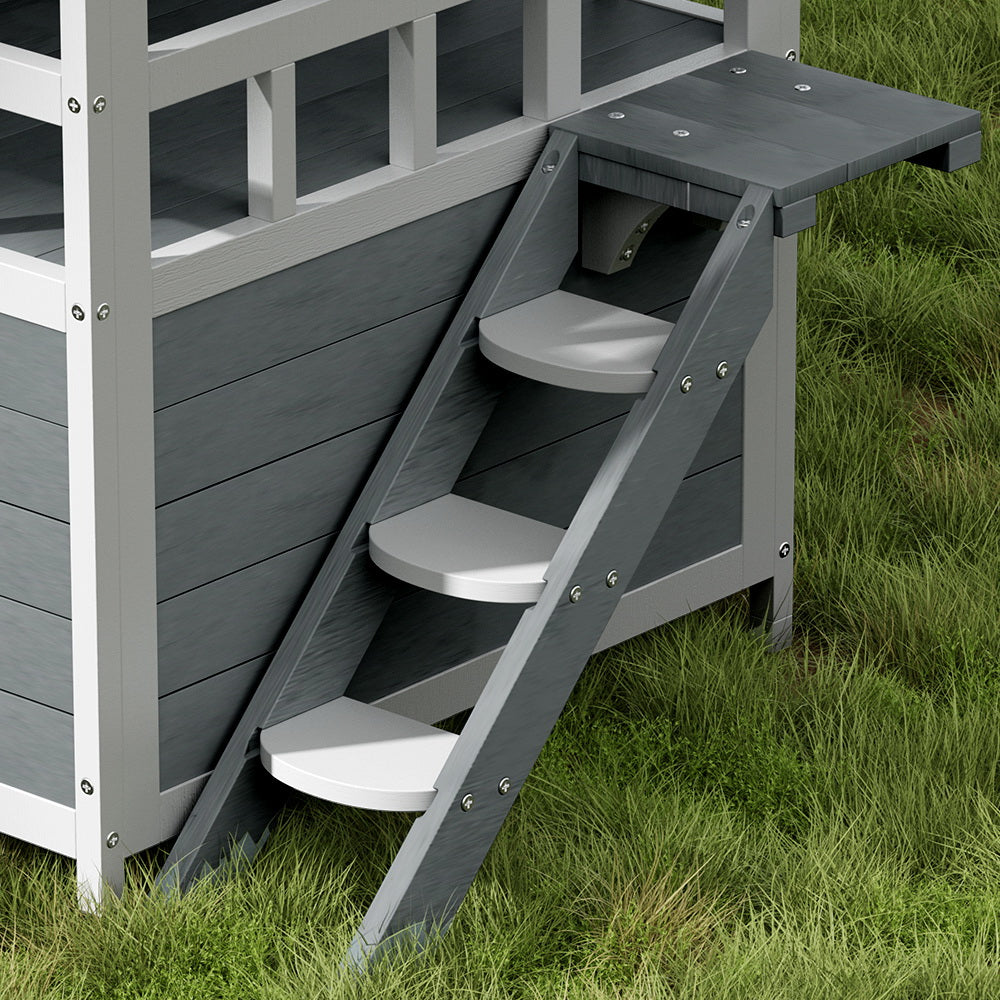 i.Pet Outdoor Cat House Shelter 72cm x 72cm x 127cm Rabbit Hutch Wooden Condo Small Outdoor Cat House PET-CH-R126-GR-AB