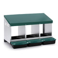 i.Pet Chicken Nesting Box Roll Away 3 Holes Metal Wall Mounted Nest Box Green PET-CHICK-BOX-3H-GN