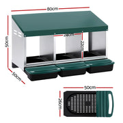 i.Pet Chicken Nesting Box Roll Away 3 Holes Metal Wall Mounted Nest Box Green PET-CHICK-BOX-3H-GN