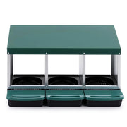 i.Pet Chicken Nesting Box Roll Away 3 Holes Metal Wall Mounted Nest Box Green PET-CHICK-BOX-3H-GN