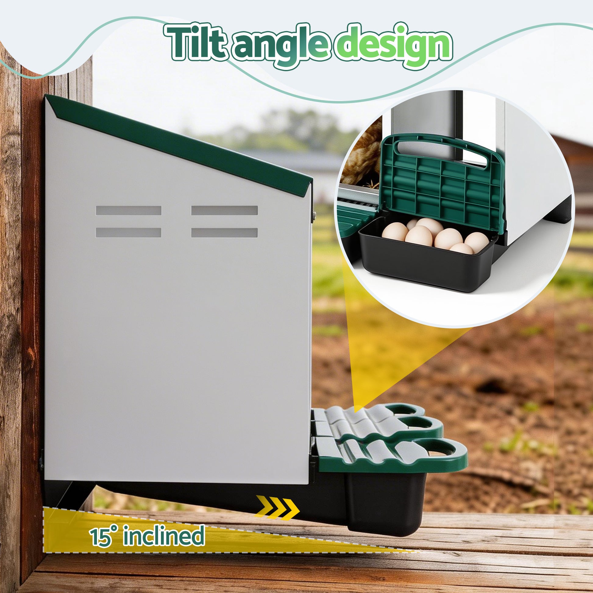 i.Pet Chicken Nesting Box Roll Away 3 Holes Metal Wall Mounted Nest Box Green PET-CHICK-BOX-3H-GN