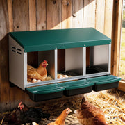 i.Pet Chicken Nesting Box Roll Away 3 Holes Metal Wall Mounted Nest Box Green PET-CHICK-BOX-3H-GN