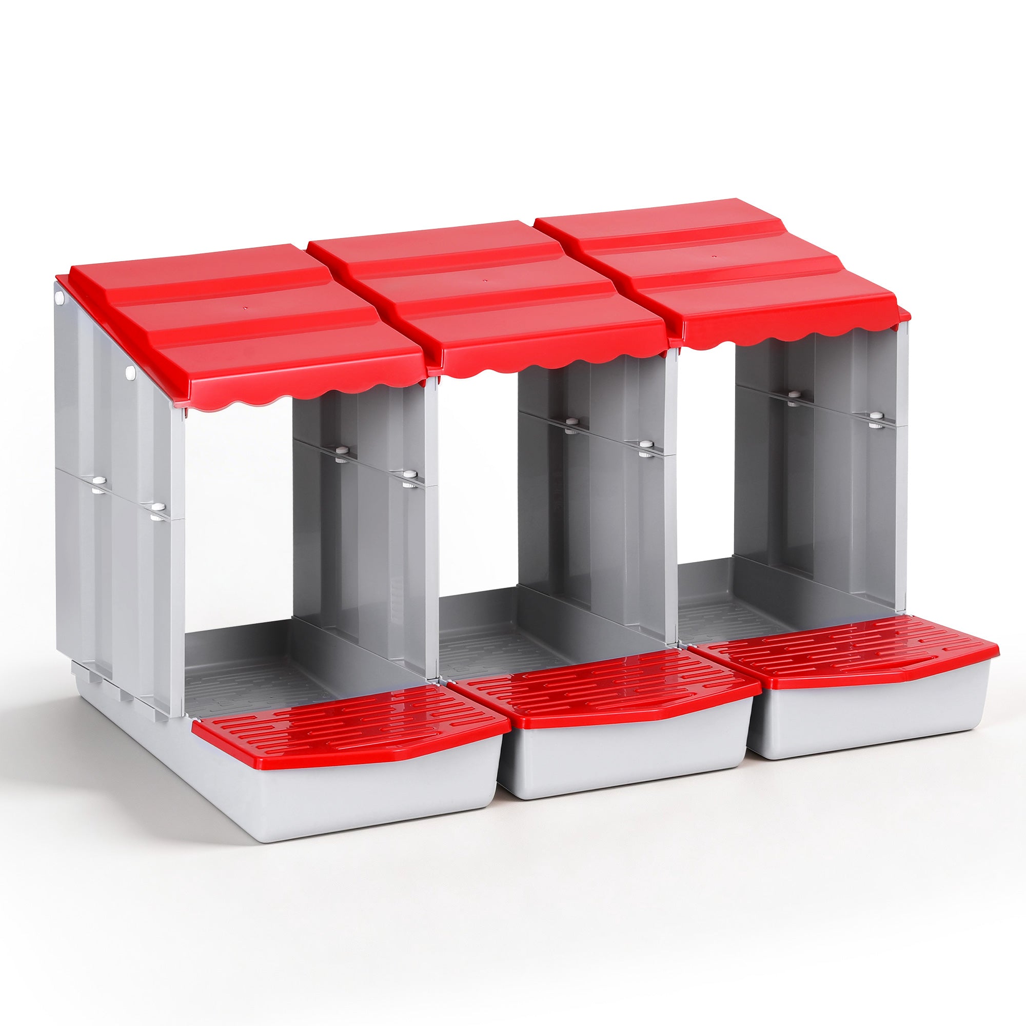 i.Pet Chicken Nesting Box 3 Hole Roll Away Poultry Hen Laying Egg Hutch Red PET-CHICK-BOX-3HF-RD