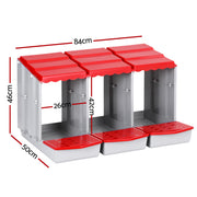 i.Pet Chicken Nesting Box 3 Hole Roll Away Poultry Hen Laying Egg Hutch Red PET-CHICK-BOX-3HF-RD