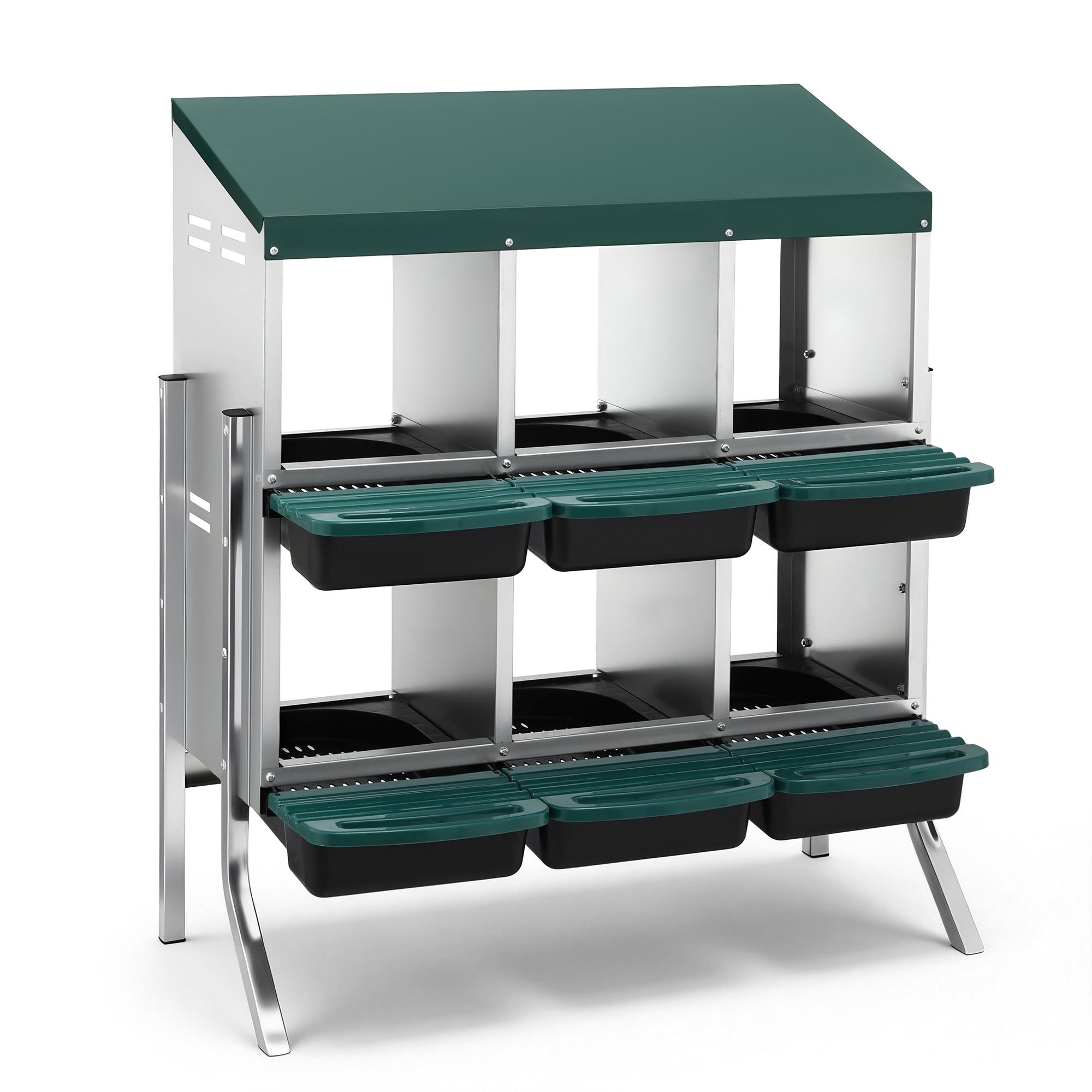 i.Pet Chicken Nesting Box Roll Away Metal Nesting Box Wall Mounted 6 Holes Green PET-CHICK-BOX-6H-EL-GN